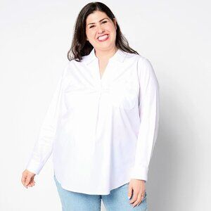 Joan Rivers Pullover Blouse with Back Details - White (Sz M) a653579